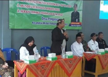 Musyawarah desa terkait (Musdessus) penetapan KPM BLT DD tahun 2023 musdes Realisasi apbdes 2022 serah terima pekerjaan Tahun 2022 dengan dihadiri oleh camat Mrebet Dedy Kurniawan Kadarisman, S.STP.M.Si, Sekcam Mrebet Slamet Triyanto.S.Sos, unsur Pemerintah desa, BPD, Kelembagaan desa dan unsur masyarakat