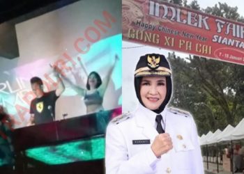 Tempat Hiburan Malam EVO Siantar (kiri), Imlek Fair Kota Pematangsiantar yang Dibubarkan (kanan) dan Walikota Pematangsiantar dr. Susanti Dewayani (tengah). Foto : (Mitrapolri.com/PN)
