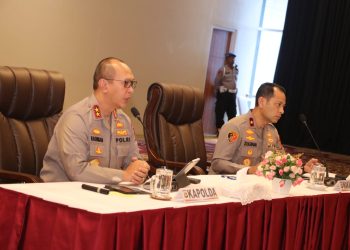 Kapolda Sumsel, Irjen Pol A Rachmad Wibowo SIK memberikan arahan pada Apel Pamen Jajaran Polda Sumsel diikuti para Kasatker dan Kasatwil Jajaran