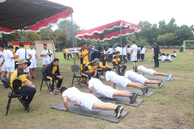 Pelaksanaan Uji Kesamaptaan jasmani Seleksi Sekolah Inspektur Polisi Dikreg ke-52 T.A 2023 bertempat di lapangan Jakabaring Sport city Palembang
