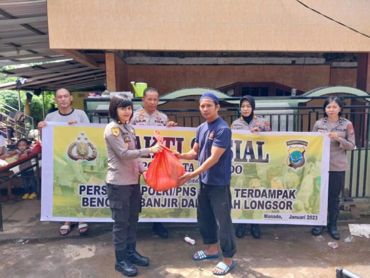Polresta Manado kembali menyalurkan bantuan sosial kepada Personel Polri/PNS yang terdampak bencana alam banjir dan tanah longsor yang menerjang wilayah Kota Manado