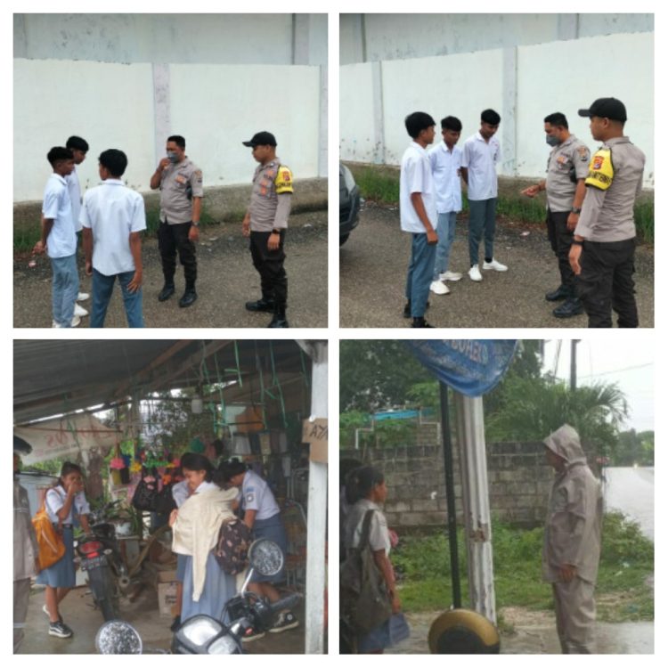 Personil DOBRAK Polsek Lobalain melakukan penertiban terhadap para pelajar yang kedapatan berada di tempat-tempat umum diseputaran kota Lobalain pada jam sekolah