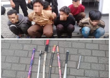 Tim Patroli Reaksi Cepat Dit Samapta Polda Sumut Mengamankan 6 (Enam) Orang Pelajar yang akan Tawuran di Jl. Ngumban Surbakti Pasar 8 Depan Showroom Daihatsu