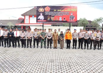 Polresta Pangkalpinang gelar apel gabungan TNI – POLRI dan instansi terkait dalam rangka kesiapan penanggulangan bencana alam dan patroli skala besar, antisipasi dampak cuaca ekstrim yang dapat memicu bencana hidrometeorologi