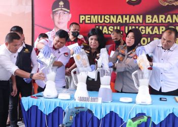 Ditresnarkoba Polda Sumsel musnahkan barang bukti narkotika jenis sabu seberat 23.351,06 gram dan pil ekstasi 185 butir