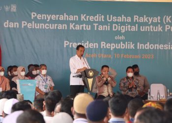 Presiden Jokowi meresmikan pabrik pupuk NPK (nitrogen, posfor, kalium) milik PT Pupuk Iskandar Muda (PIM) di Kecamatan Dewantara, Kabupaten Aceh Utara