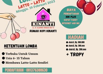 Perlombaan Lato Lato akan digelar di Rumah Kedei Kopi Kinanti, Jalan H.Ulakma Sinaga No 75, Nagori Pematang Simalungun Rambung Merah, Kec.Siantar, Kabupaten Simalungun