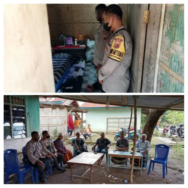 Bapospol Nangaba, AIPDA. JANRINSON M. MAGANG bersama Bhabinkamtibmas Desa Rukuramba, AIPDA. FERSIANUS FIRMAN melakukan sambang dan melayat ke rumah Duka