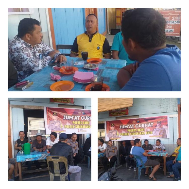 Melalui Kapolsek Sidikalang Kota AKP Sukanto Berutu, SH Bersama personil gelar kegiatan jumat curhat di Kedai Partungkoan (M.Sihombing) Ling 16 Kel.Sidikalang Kec.Sidikalang