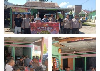 Kapolsek Parongil AKP HP. Purba bersama Personil Polsek Parongil gelar jumat curhat menyampaikan pesan-pesan Kamtibmas Kepada Pemuda-pemudi