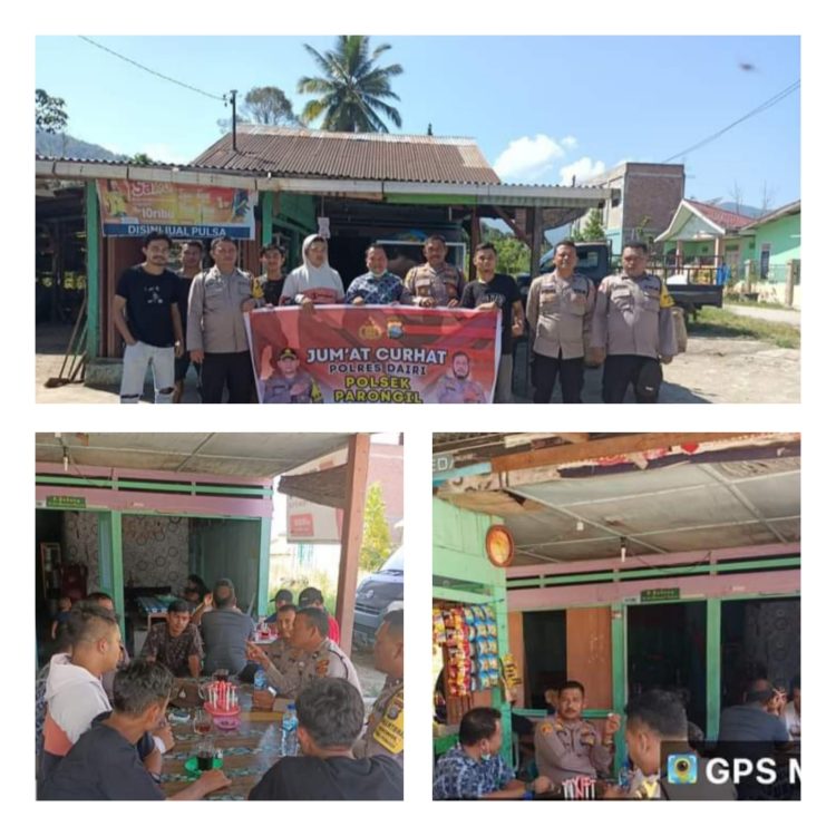 Kapolsek Parongil AKP HP. Purba bersama Personil Polsek Parongil gelar jumat curhat menyampaikan pesan-pesan Kamtibmas Kepada Pemuda-pemudi