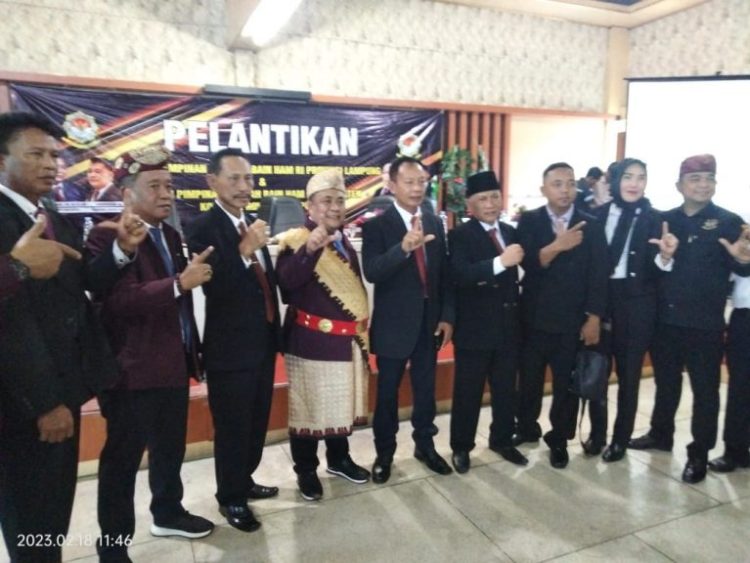 Pelantikan pengurus organisasi Badan Advokasi Investigasi Hak Asasi Manusia Republik Indonesia (BAIN HAM RI) Lampung, digelar di hotel Raden Inten Lampung, Sabtu (18/02/2023)