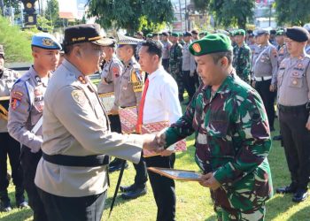 Polres Purbalingga menggelar Apel Gabungan Penguatan Sinergitas TNI - Polri Kabupaten Purbalingga