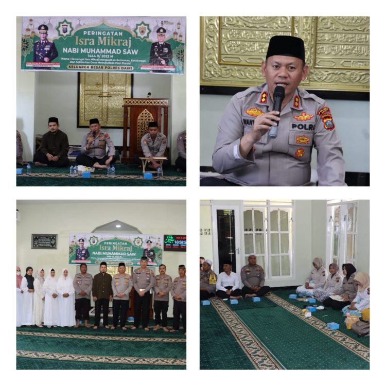 Polres Dairi Peringati Isra' Mi'raj Nabi Muhammad SAW 1444/2023 M, Senin 20-02-2023 pagi hari di Mesjid Husnul Khotimah Polres Dairi