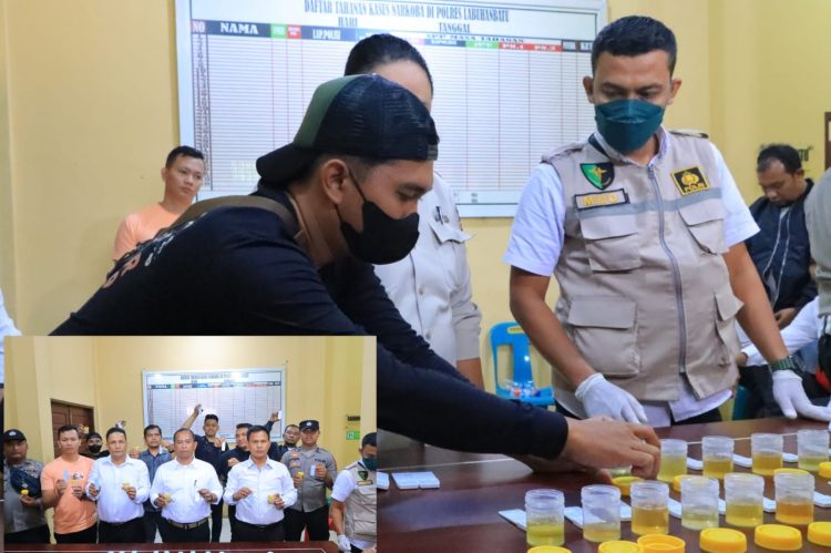 Satnarkoba Polres Labuhanbatu Melakukan tes Urine secara mendadak terhadap Personil Satres Narkoba Polres Labuhanbatu