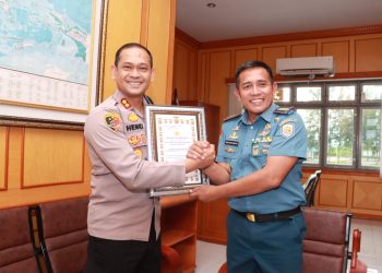 Kapolres Lhokseumawe AKBP Henki Ismanto, SIK kunjungi markas Lanal Lhokseumawe, Gampong Pulo Rungkom, Kecamatan Dewantara, Aceh Utara