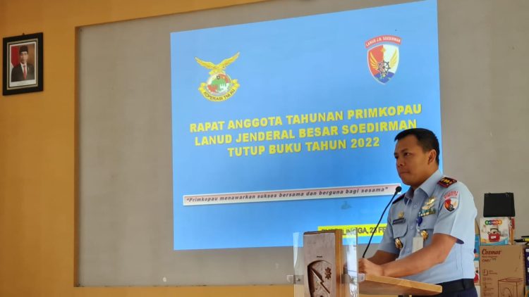 Primer Koperasi (Primkopau) Jb Sudirman/Kota Purbalingga menggelar Rapat Anggota Tahunan (RAT) Primer koperasi TNI Angkatan Udara bertempat di Aula Suewarno Lanud JB Sudirman Kota Purbalingga