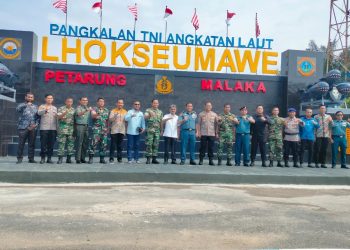 Kapolres Lhokseumawe, AKBP Henki Ismanto, SIK menghadiri acara ramah tamah dan pelepasan danlanal Lhokseumawe