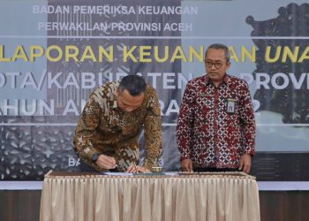 Pj Wali Kota Sabang, Reza Fahlevi menyerahkan Laporan Keuangan Pemerintah Kota Sabang Tahun Anggaran 2022 (Unaudited) kepada Badan Pemeriksa Keuangan (BPK)