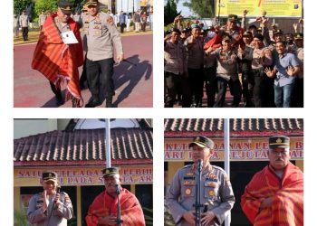 Kapolres Dairi AKBP Wahyudi Rahman, S.H, S.I.K, M.M pimpin pelaksanaan Upacara Pelepasan Personil Memasuki Purna Bhakti Polres Dairi An. AKP Maruli Tambunan di Halaman Apel Polres Dairi