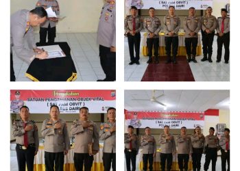 Kapolres Dairi AKBP Wahyudi Rahman, S.H, S.I.K, M.M pimpin Pelaksanaan Pengukuhan Satuan Pengamanan Objek Vital (Sat Pam Obvit) Polres Dairi
