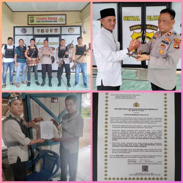 Kapolsek Teluk Gelam menerima 1 unit senjata api rakitan (senpira) jenis pistol dan 3 unit senpira panjang Locok, yang diserahkan langsung ke Mapolsek Teluk Gelam oleh seorang masyarakat bernama Paili (61) bersama tiga orang lainnya