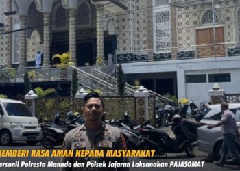 Personel Polresta Manado gelar kegiatan Paja Somat (Polisi Jaga gereja dan sholat Jumat), Jumat (10/03/2023).