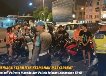 Personel Polresta Manado lakukan Kegiatan patroli untuk mengantisipasi dan meminimalisir kemungkinan terjadinya sesuatu yang tidak diinginkan di wilayah hukum Polresta Manado