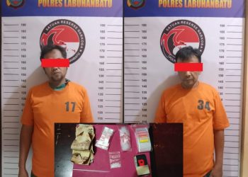 2 (dua) orang pelaku diamankan inisial FL Alias BB, 40 Thn, Wiraswasta, warga Jln.Padang Matinggi Rt.1 Kel.Padang Matinggi Kec.Rantau Utara Kab. Labuhanbatu dan pelaku HMD Alias UO, 48 thn, Pekerjaan Wiraswasta, warga Parlayuan Kel.Pulo Padang Kec. Rantau Utara Kab.Labuhanbatu.