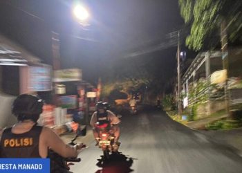 Personel Satuan Samapta Polresta Manado secara rutin melakukan patroli Presisi guna ciptakan situasi keamanan dan ketertiban