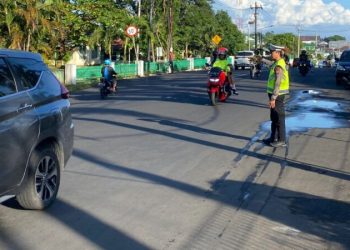 Personel Satuan Lalu Lintas Polresta Manado kembali melaksanakan pengaturan, penjagaan, pengawalan dan patroli (Turjawali) di wilayah hukum Polresta Manado, Kamis (16/3/2023)