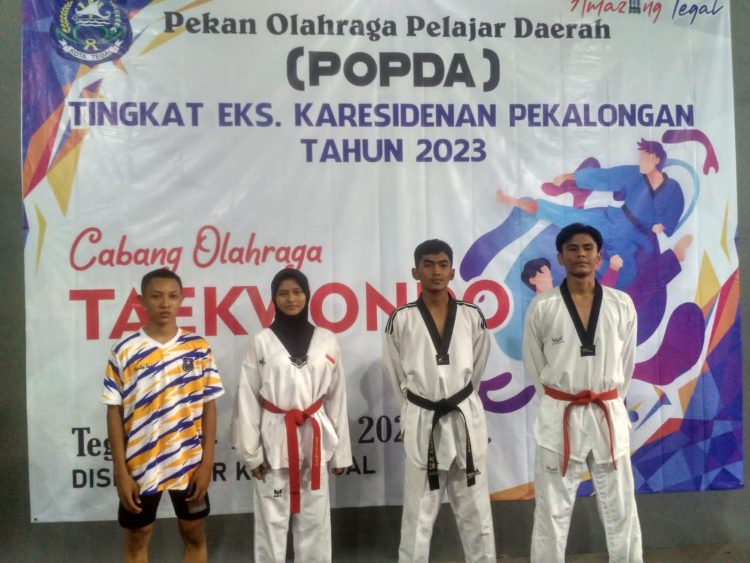 Atlit Taekwondo yang mendapat emas yaitu Afriza Ramadhani Mirzad dari SMU 3 Tegal dan Wildan Ega Nugraha dari SMU 2 Tegal. Sementara untuk juara 2 medali perak masing masing diraih M.Fabiotama Take Junior SMK 3 Tegal, Keylla Nazhwa Putri Riyanto dari SMU 4 Tegal.