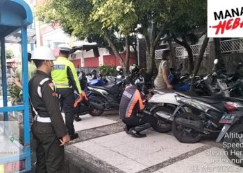 Satlantas Polresta Manado Bersama Dinas Perhubungan, Polisi Militer dan Polisi Pamong Praja melalukan Penertiban terhadap roda dua dan roda empat yang melanggar rambu-rambu jalan