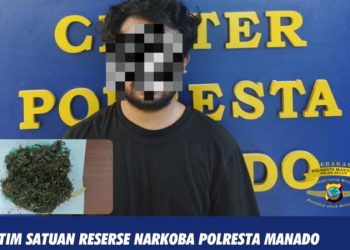 Pelaku inisial D umur 26 asal Kabupaten Halmahera Utara, diamankan beserta barang bukti satu paket narkotika jenis ganja kering