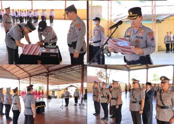 Polres Labuhanbatu melaksanakan upacara serah terima jabatan Kasat Intelkam, Kapolsek Panai Tengah dan Kapolsek Kualuh Hilir, Jumat (24/03/2023) pagi