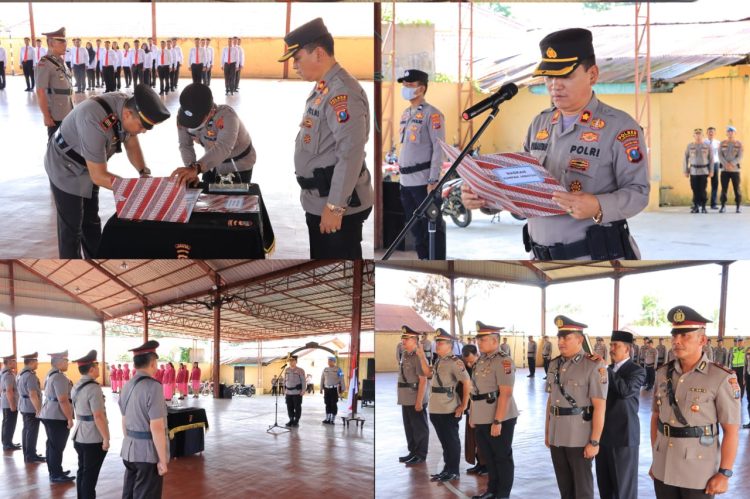 Polres Labuhanbatu melaksanakan upacara serah terima jabatan Kasat Intelkam, Kapolsek Panai Tengah dan Kapolsek Kualuh Hilir, Jumat (24/03/2023) pagi