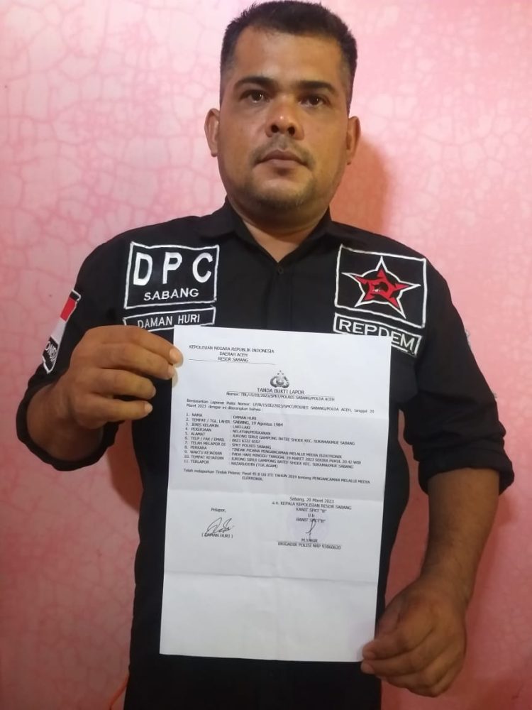 Daman Huri, Ketua DPC REPDEM Kota Sabang sayap PDI Perjuangan