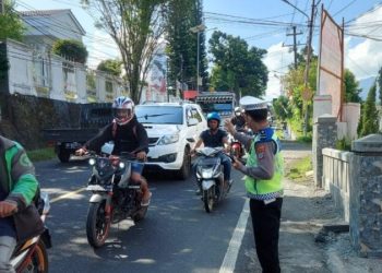 Satuan Lalu Lintas Polresta Manado lakukan pengaturan, penjagaan, pengawalan dan Patroli (Turjawali), Lalu lintas Pagi hari