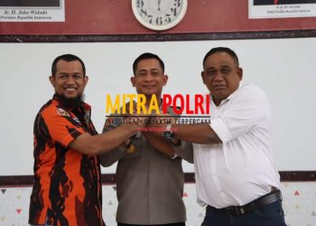 Kapolres Pelabuhan Belawan AKBP Josua Tampubolon, SH., MH., menginisiasi kegiatan pertemuan dengan Organisasi Kepemudaan (OKP) Pemuda Pancasila (PP) dan Ikatan Pemuda Karya (IPK) ranting Medan Belawan