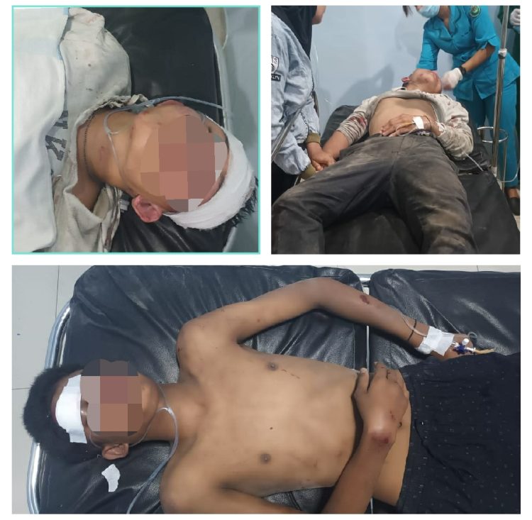Tiga remaja babak belur dihajar warga karena meledakkan petasan di depan mesjid mendapat pengobatan di RS Patar Asih, Minggu (26/3/23). (Foto Dok/ Polsek Beringin)