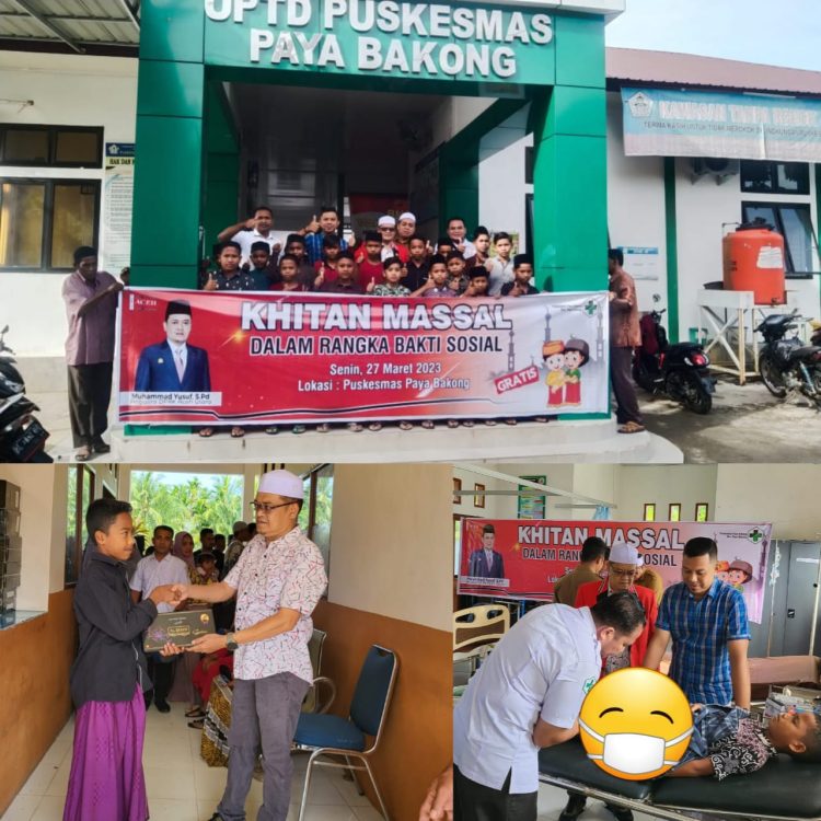 Anggota DPRK Aceh Utara dari Fraksi Partai Aceh (PA), Muhammad Yusuf, S.Pd menggelar sunat massal gratis bagi Anak Yatim dan Anak keluarga kurang mampu