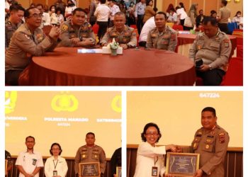 Polresta Manado menerima Piagam Penghargaan Peringkat 2 nilai indikator pelaksanaan Anggaran IKPA Pagu diatas 50 miliar tahun 2022 dari kantor wilayah DJP Propinsi Sulawesi Utara