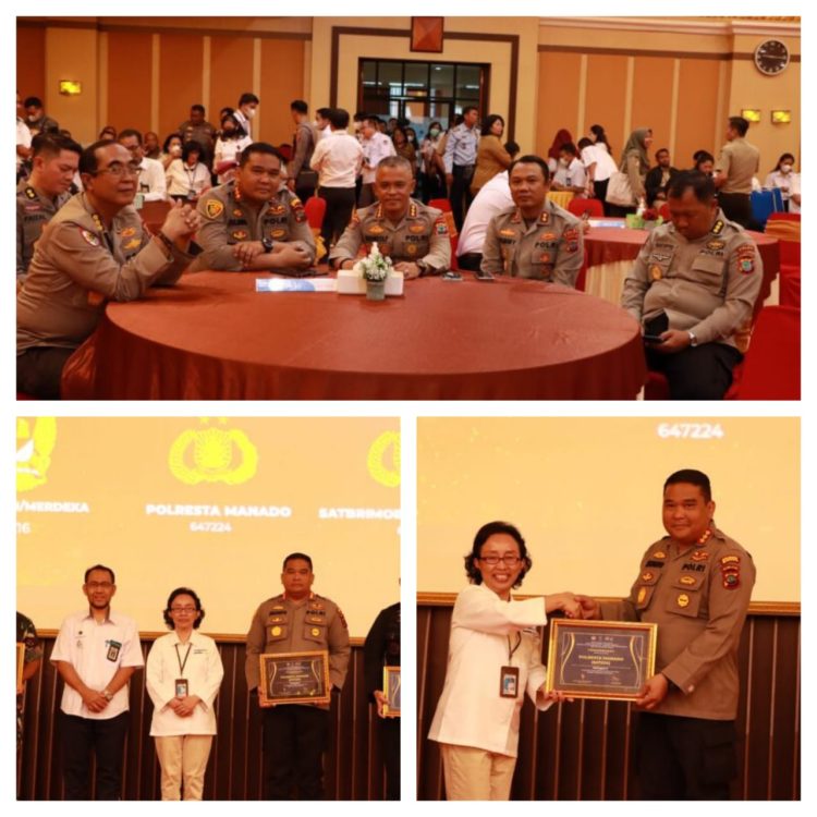 Polresta Manado menerima Piagam Penghargaan Peringkat 2 nilai indikator pelaksanaan Anggaran IKPA Pagu diatas 50 miliar tahun 2022 dari kantor wilayah DJP Propinsi Sulawesi Utara