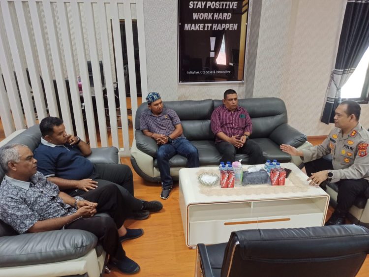 Audiensi Pengurus Persatuan Wartawan Indonesia (PWI) Kabupaten Aceh Utara di Mapolres Lhokseumawe, Kamis (30/3/2023)
