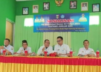 Dinas pendidikan Kabupaten Tanggamus menggelar sosialisasi Permendikbud nomor 63 tahun 2002 tentang petunjuk teknis Bantuan Operasional satuan pendidikan (BSOP) tahun 2023