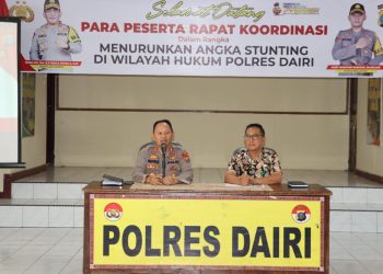 Polres Dairi menggelar rapat koordinasi bersama Dinas Kesehatan Dairi dalam rangka menurunkan angka stunting