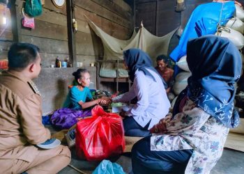 PJ Bupati Nagan Raya mengunjungi beberapa rumah warga di Kecamatan Seunagan sambil memberikan sedikit bantuan sembako