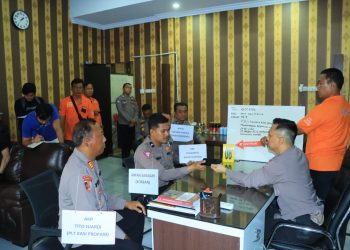 PRA REKONSTRUKSI: Personel Polda Sumut menggelar pra rekonstruksi penyidikan untuk mendalami kematian personel Satlantas Polres Samosir Bripka Arfan Saragih dengan 41 adegan, Minggu (2/4/2023). (Foto Dok/ Polda Sumut)