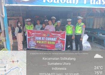 Kasat Lantas Polres Dairi menggelar Jumat curhat di salah satu stasiun bus antar daerah Datra yang berada di Jalan Merdeka Kecamatan Sidikalang