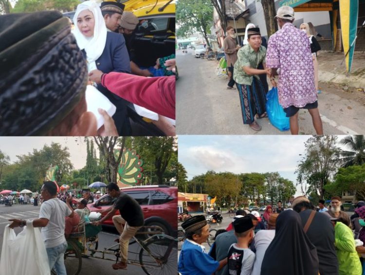 Persatuan Jurnalis Indonesia (PJI) Perwakilan Sumenep gelar bhakti sosial berbagi takjil Ramadhan di area taman Adipura Sumenep. Kamis, 06/04/2023.
